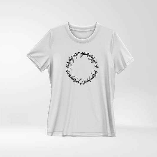 T-Shirt Il Signore degli Anelli scritta Elfica circolare - doppia stampa